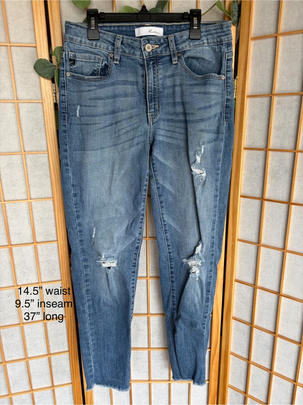 KanCan Distressed Medium Blue Straight Leg Jeans